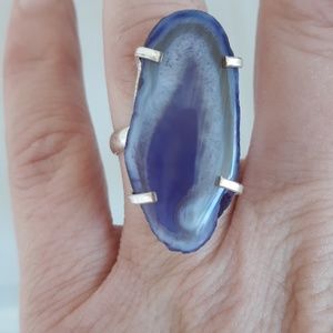 *Sale* New Purple Agate 925 Silver Ring.
